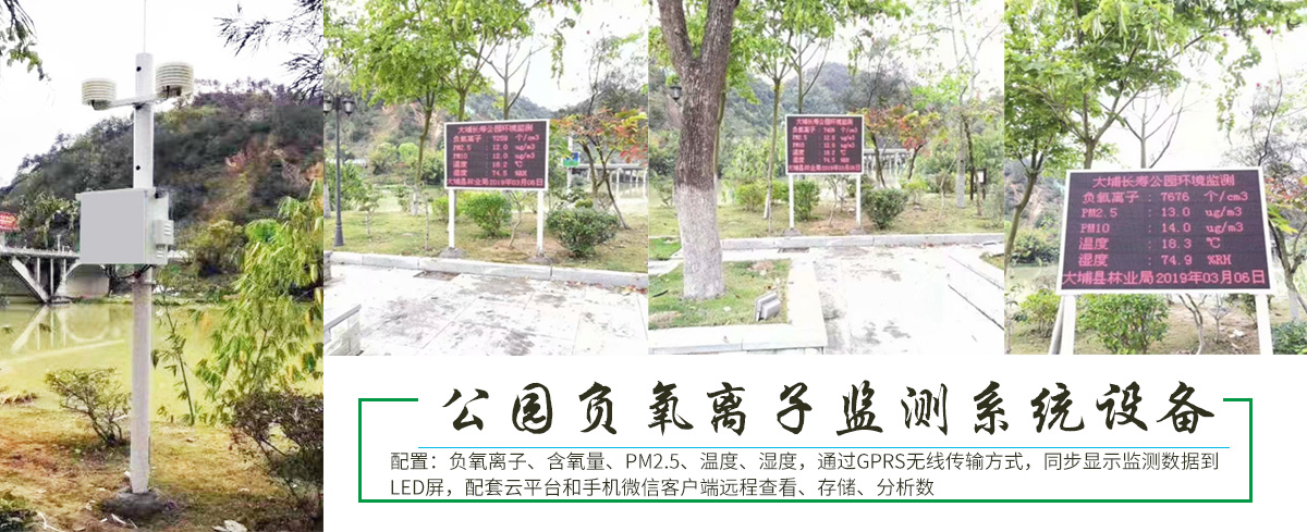 梅州大埔縣大埔長壽公園負氧離子監(jiān)測系統(tǒng)設備