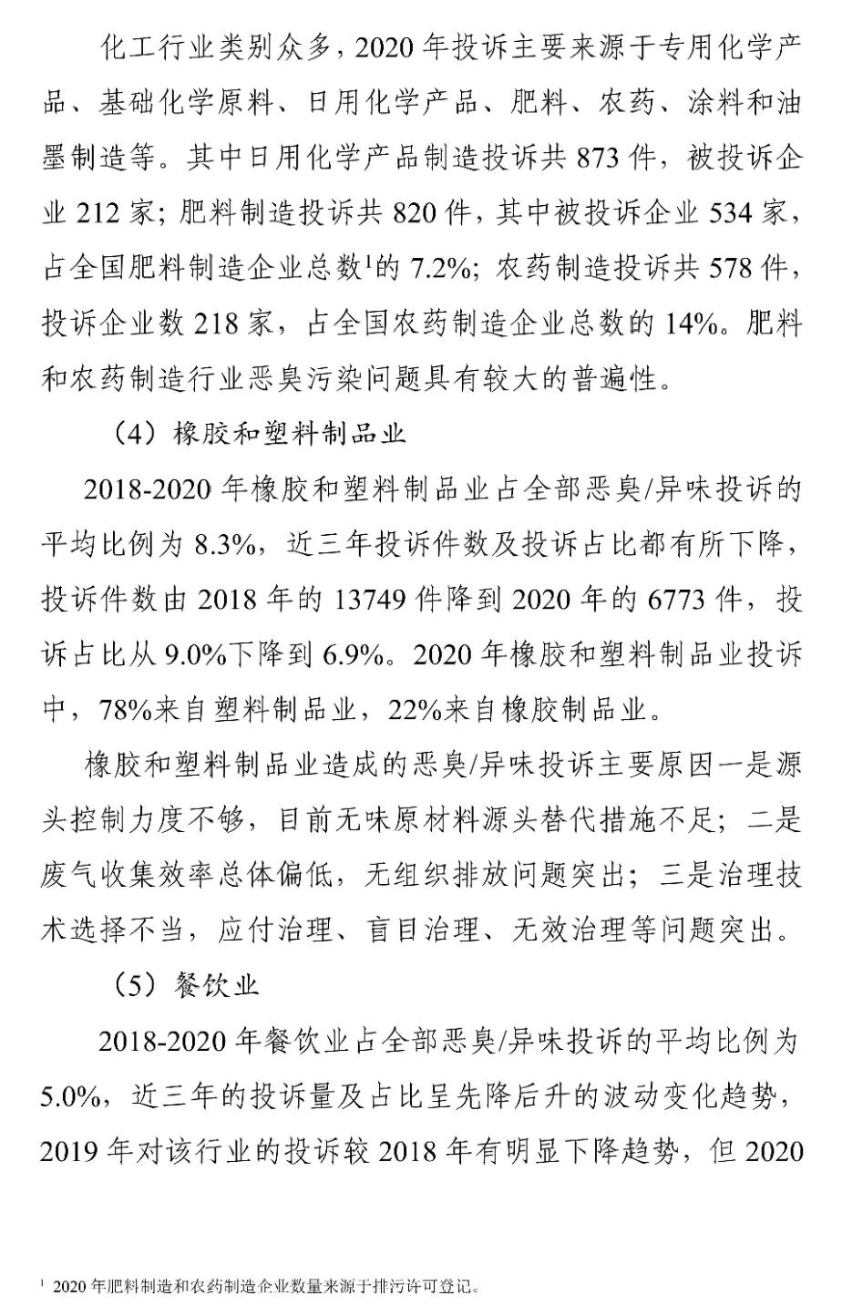 國家生態(tài)環(huán)境部關(guān)于印發(fā)《2018-2020年全國惡臭/異味污染投訴情況分析》報(bào)告